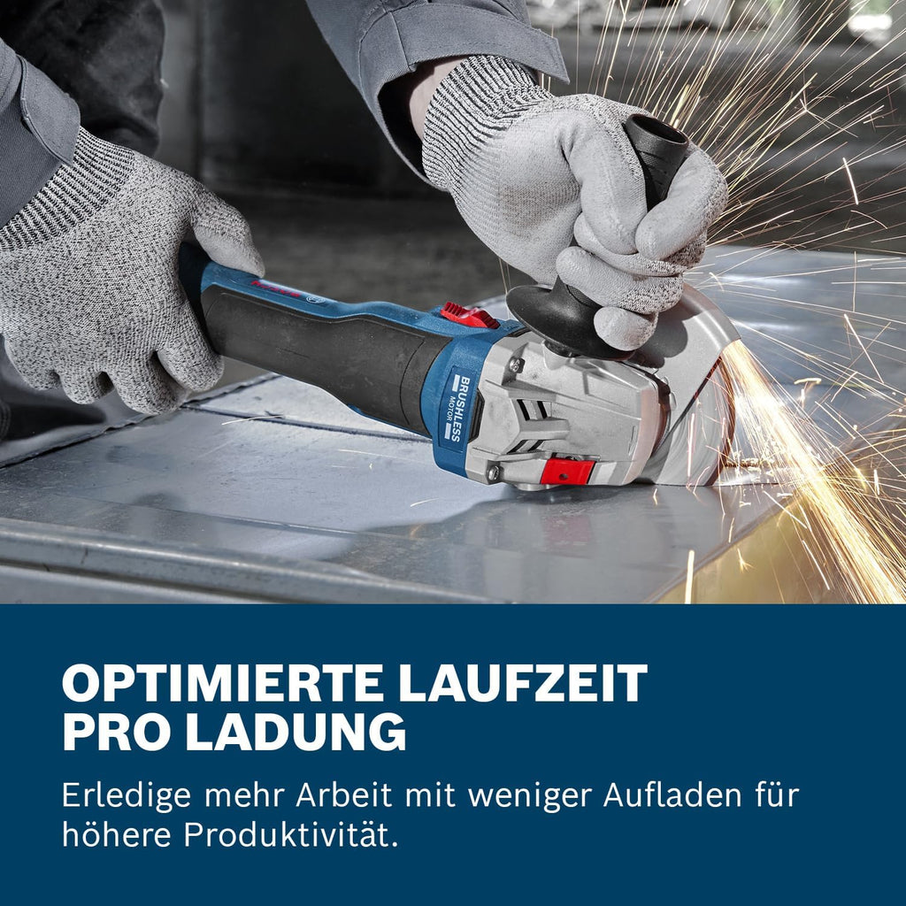Bosch Professional 18V System Akku-Winkelschleifer GWS 18V-8 (Scheibendurchmesser 125 mm, inkl. 2x Akku GBA 4.0Ah, Ladegerät GAL 18V-40, L-BOXX)