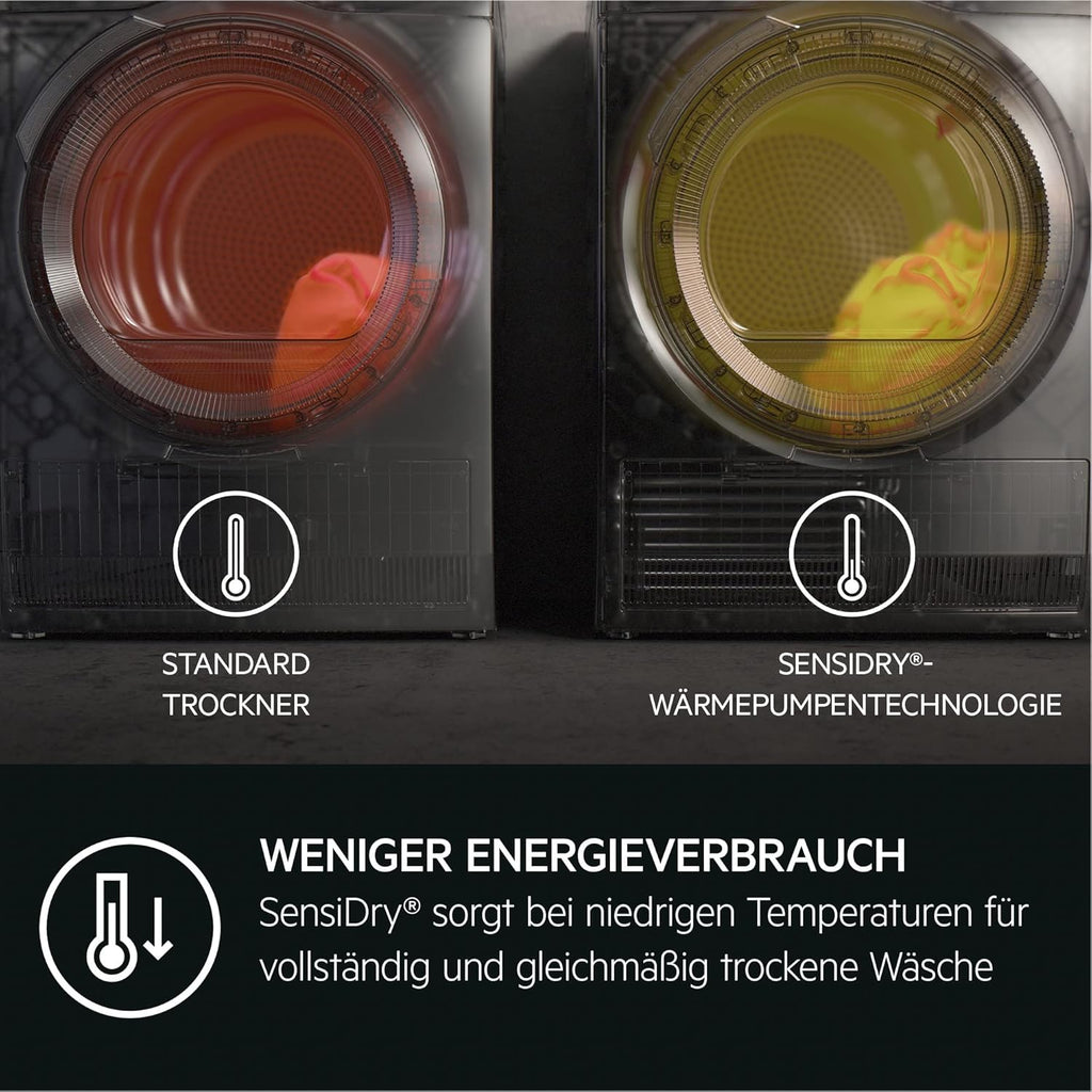 AEG Wärmepumpentrockner 8 kg, Testsieger der Stiftung Warentest, Serie 8000 AbsoluteCare - Wolle- und Seidetrocknung, C, Energiesparend, Trommelbeleuchtung, Knitterschutz, Schontrommel, TR8AMZ68