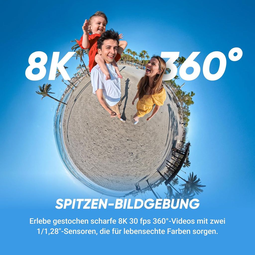 X5 Must-Have-Bundle - wasserdichte 8K 360°-Kamera, Führend bei wenig Licht, Unsichtbarer Selfie-Stick-Effekt, robuste & auswechselbare Linsen, 3 h Akku