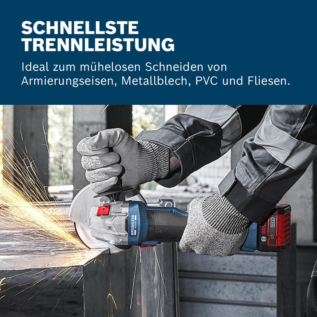 Bosch Professional 18V System Akku-Winkelschleifer GWS 18V-8 (Scheibendurchmesser 125 mm, inkl. 2x Akku GBA 4.0Ah, Ladegerät GAL 18V-40, L-BOXX)