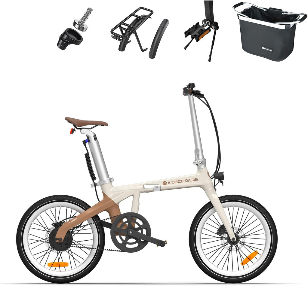 ADO E-Bike Air Carbon Elektrofahrrad, Faltrad,ebike Damen/ebike Herren,Bike,klapprad Riemenantrieb 14,5Kg IPS LCD Display, GPS,ADO APP,250W