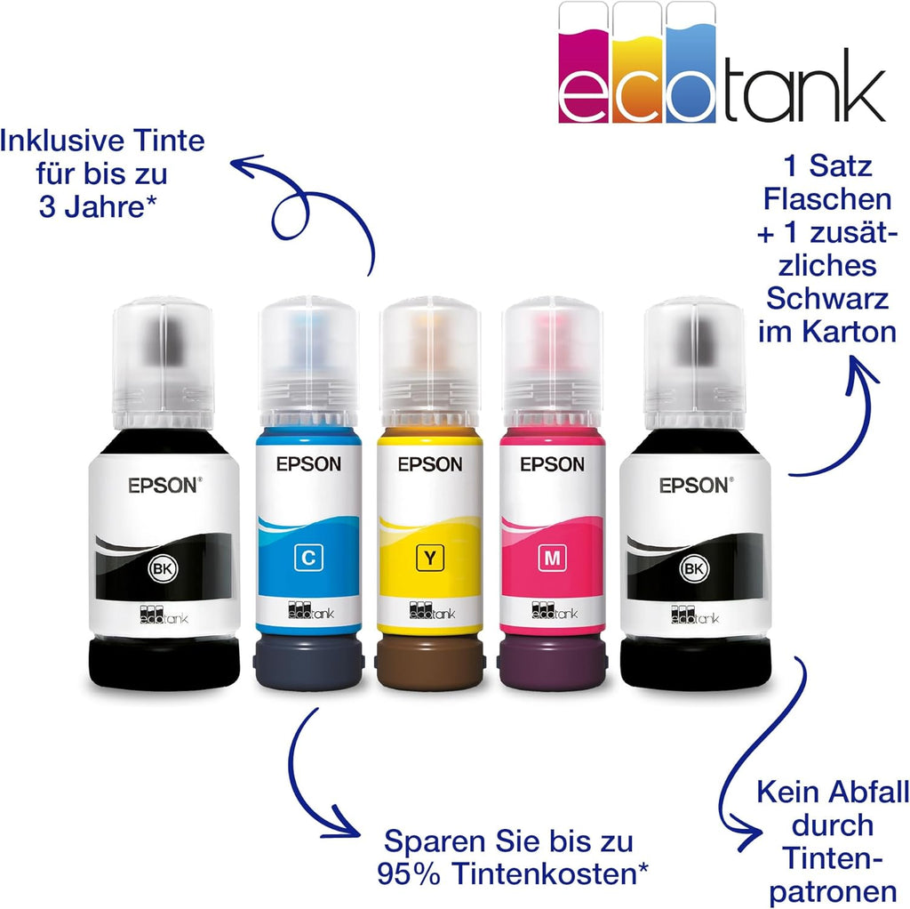 Epson EcoTank ET-2850 A4-Multifunktions-Wi-Fi-Tintentankdrucker, mit einem im Lieferumfang enthaltenen Vorrat an Tinten bis zu 3 Jahren