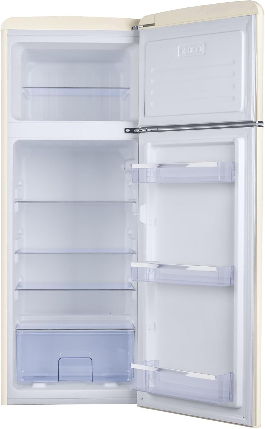 Amica KGC 15632 T Retro Kühl-/Gefrierkombination / Ice Blue (Türkis) / 144cm (H) x 55cm (B) x 62cm (T) / Retro-Design / Kühlschrank mit Gefrierfach
