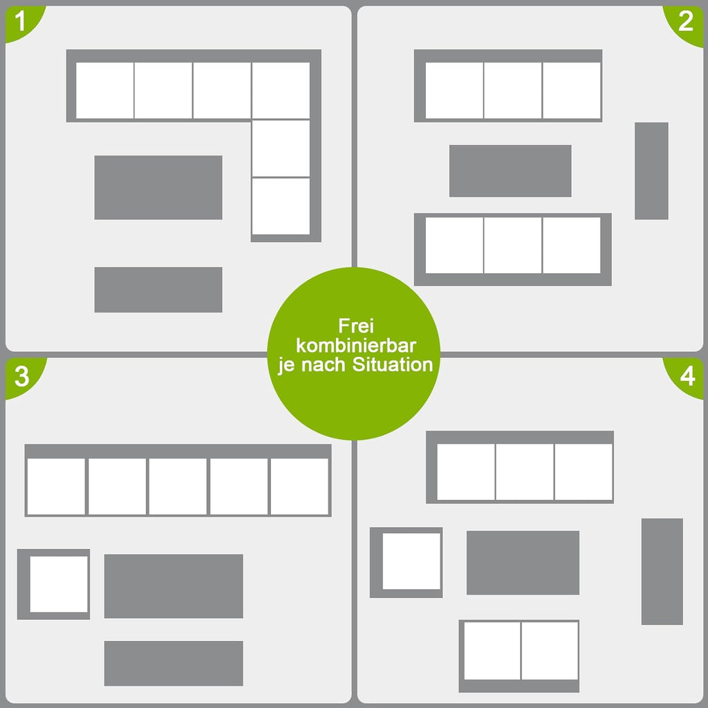 Atenza Aluminium Gartenlounge Set 6-8 Personen, Ecklounge Gartenmöbel-Set mit Ecksofa, Tisch und Sitzbank, Outdoor Lounge mit Sitz- und Rückenkissen für Garten, Terrasse, Balkon (Grau)