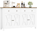 FirFurd Sideboard 140cm Breit Küchenschrank mit Arbeitsplatte Buffetschrank mit 2 Schubladen und 4 Türen Küchenbuffet mit Verstellbares Regal Sideboard für Küche Wohnzimmer Esszimmer weiß 140x89x40 cm