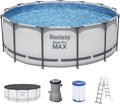 Bestway® Steel Pro MAX™ Aufstellpool Komplett-Set mit Filterpumpe Ø 396 x 122 cm, lichtgrau, rund