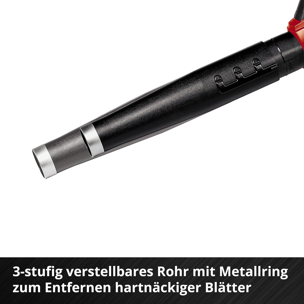 Einhell Akku-Laubbläser GE-LB 36/210 Li E Power X-Change (Li-Ion, 36 V, 816m3/h Blasleistung, Turboschalter, 3-stufiges + abnehmbares Rohr, inkl. 2x3 Ah Akku und Twincharger)