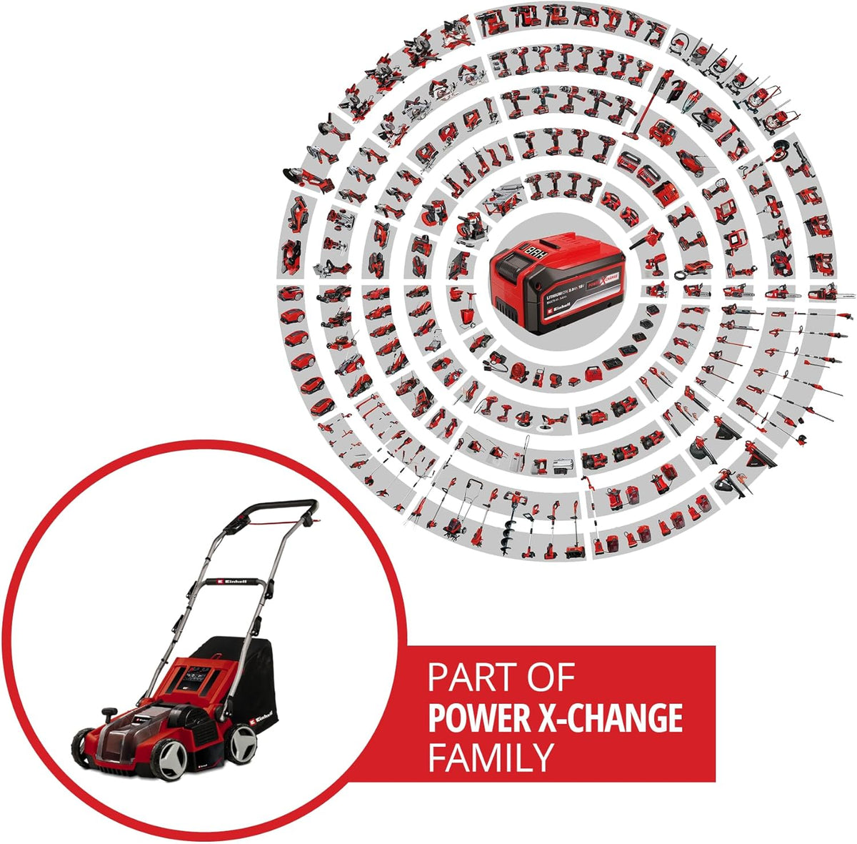 Einhell Akku-Vertikutierer-Lüfter GE-SA 36/35 Li-Solo Power X-Change (Li-Ion, 36 V, bürstenloser Motor, 35cm Messerwalze, 28L Fangsack, einstellbare Arbeitstiefe, ohne Akku  und  Ladegerät)
