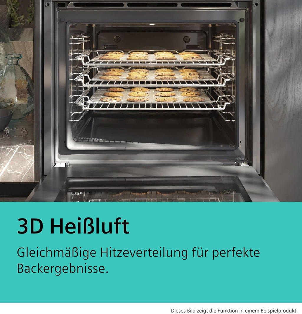 Siemens HB774G1B1, Stiftung Warentest Testsieger , iQ700 Smarter Einbau-Backofen 60x60 cm, Made in Germany, activeClean Pyrolyse  und  humidClean Hydrolyse, Air Fry, Automatikprogramme, Touchscreen