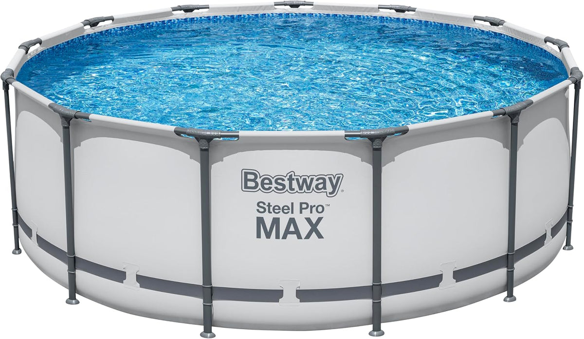 Bestway® Steel Pro MAX™ Aufstellpool Komplett-Set mit Filterpumpe Ø 396 x 122 cm, lichtgrau, rund