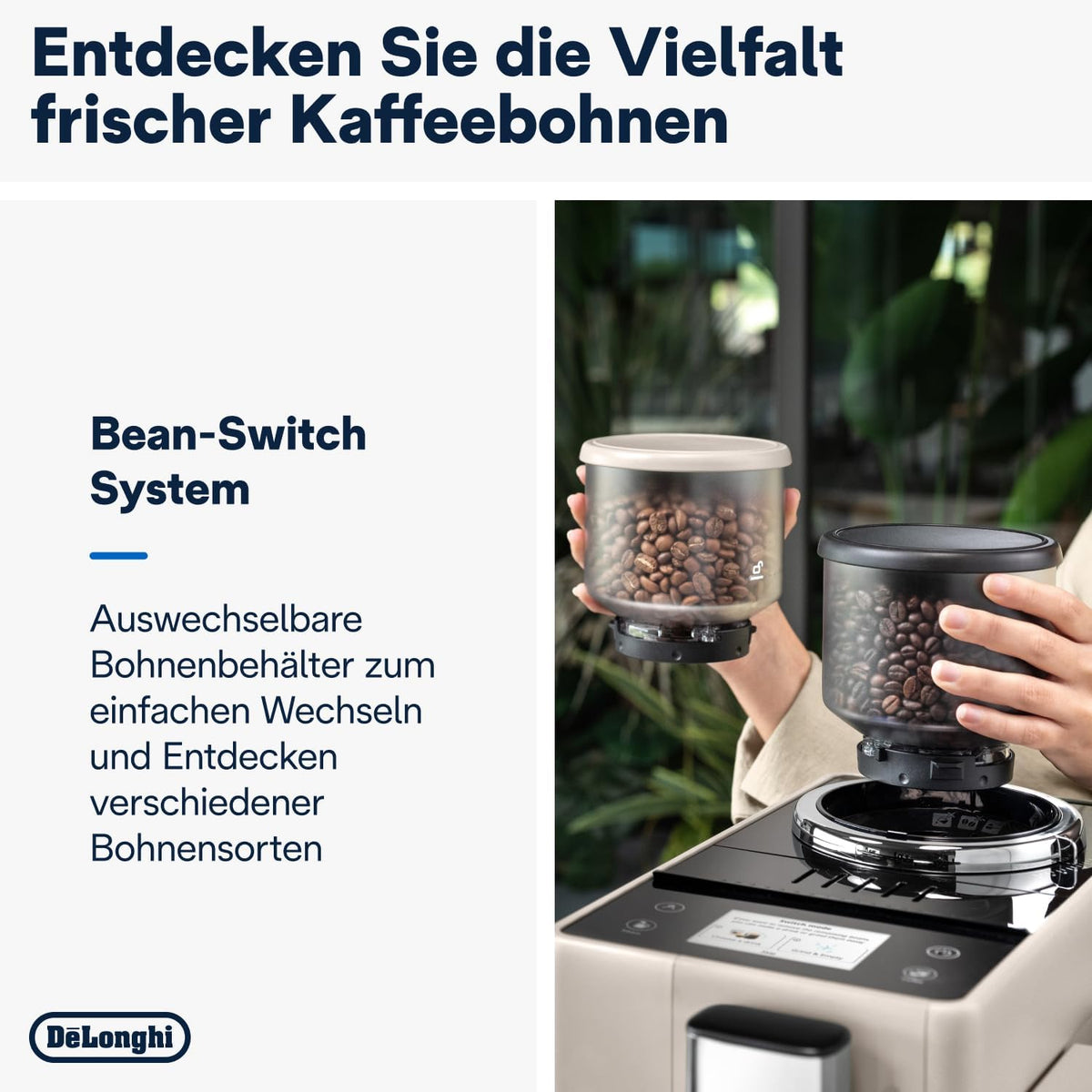De'Longhi Rivelia EXAM440.55.W Kaffeevollautomat mit LatteCrema Milchsystem, Wechselbarer Bohnenbehälter, 16 Kaffee- & Milchgetränke auf Knopfdruck, Extra-Shot-Funktion, 3,5 Touch-Display, Weiß