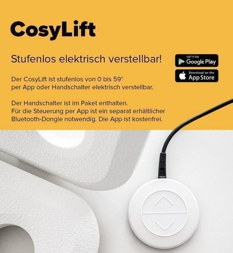 COSYLIFT Lattenrost Add-On, Boxspringbett Add-On - elektrisch Verstellbarer Lift für Lattenroste & Matratzen, für alle Betten & Boxspringbetten - mit Motor & Handschalter