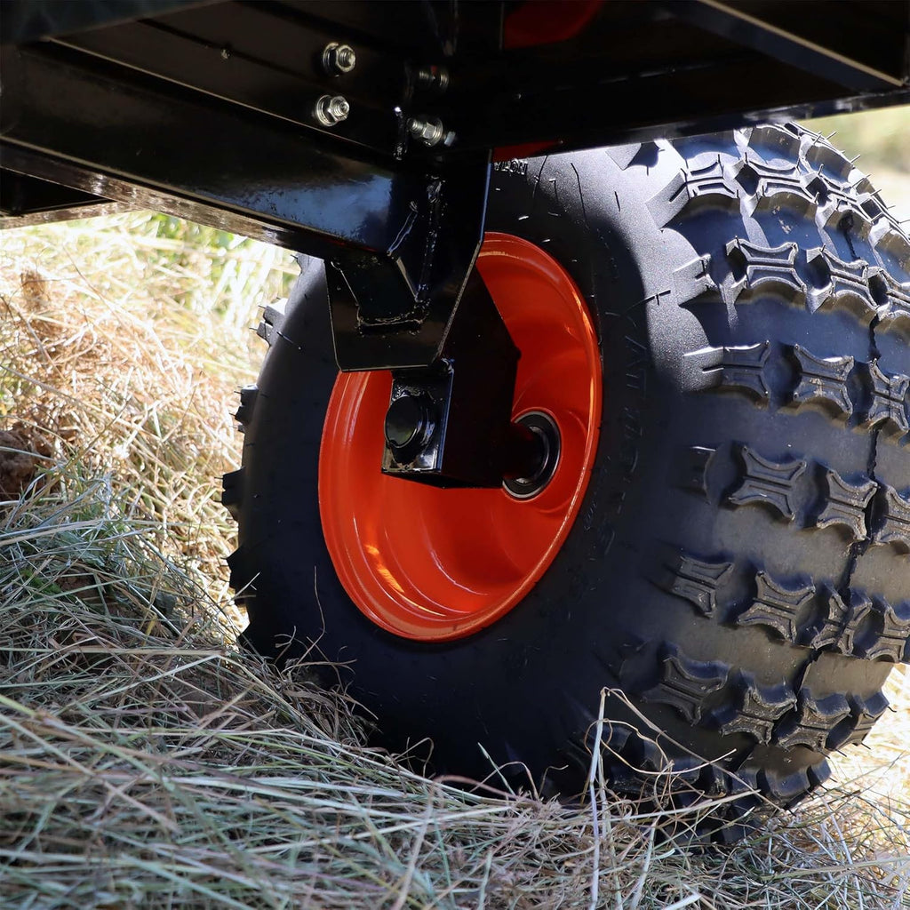 Wiltec Kippanhänger bis 680 kg für Rasentraktor, Anhänger Kipper 216 x 122 x 76,2 cm mit Gitter u. abnehmbaren Seitenwänden, Anhänger mit Kippfunktion
