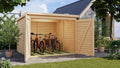 Karibu Fahrradgarage aus nordischer Fichte für 4 Fahrräder – Wetterfest, 4,6 m² Grundfläche, in Natur oder terragrau optional mit Solaranlage (naturbelassen)