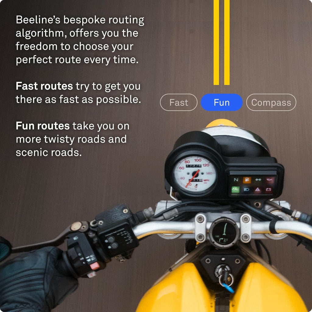 Beeline Moto II - Motorrad-Navi mit modernster Technologie| Kompaktes Design, Wasserdicht, GPS Funktion, 14-Std. Akkulaufzeit | Handschuhfreundlich, perfekt für Touren & Pendeln (Gunmetal Grey)