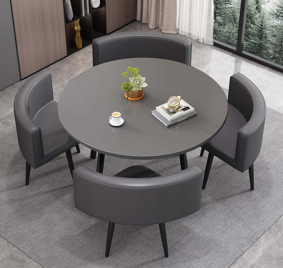 Esstisch Tisch mit 4 stühlen Set,esstisch Rundem klein Küchentisch esszimmertisch 90 cm, für 4-6 Personen, für Esszimmer, Küche, Wohnzimmer, modern Küchenstühle