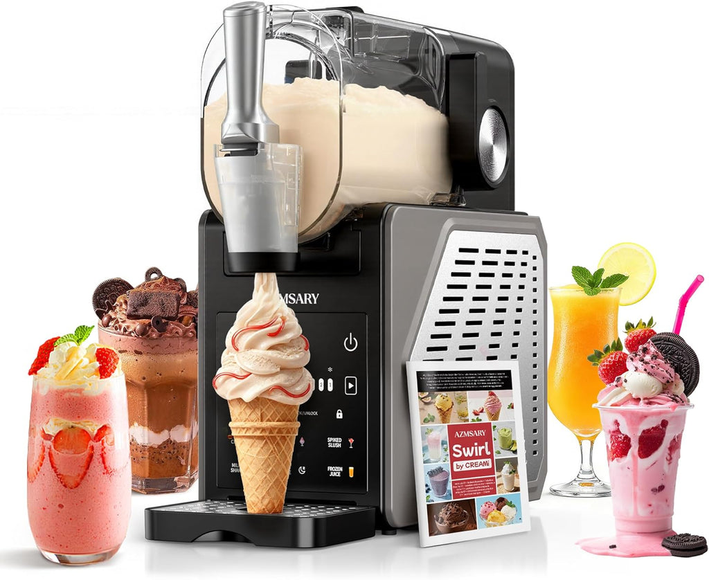 Slush Maschine – 2,5 L Eismaschine & Slushie Maschine für Zuhause, mit LED-Display, 6 voreingestellten Programmen für Eiscreme, Frappés, Milchshakes, automatischer Reinigung (Black) (Black)