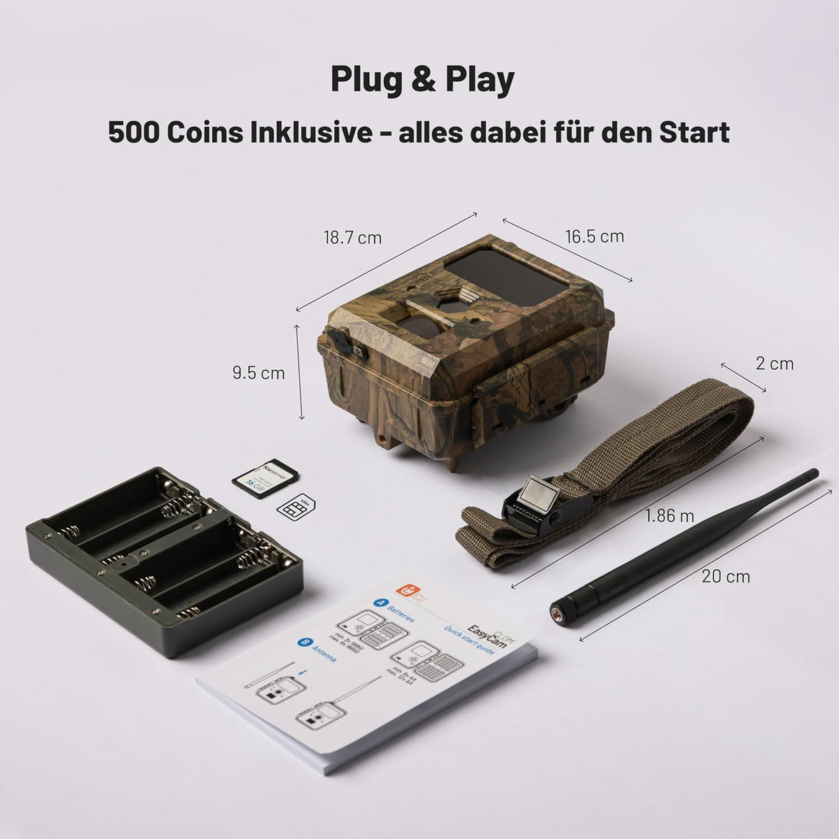 ICU CLOM EasyCam Outdoor Wildkamera – 50° Erfassungswinkel, 16GB SD-Karte, 4G/LTE Verbindung, Bewegungsmelder & App-Steuerung für Jagd & Überwachung