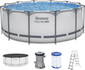 Bestway® Steel Pro MAX™ Aufstellpool Komplett-Set mit Filterpumpe Ø 366 x 122 cm, lichtgrau, rund