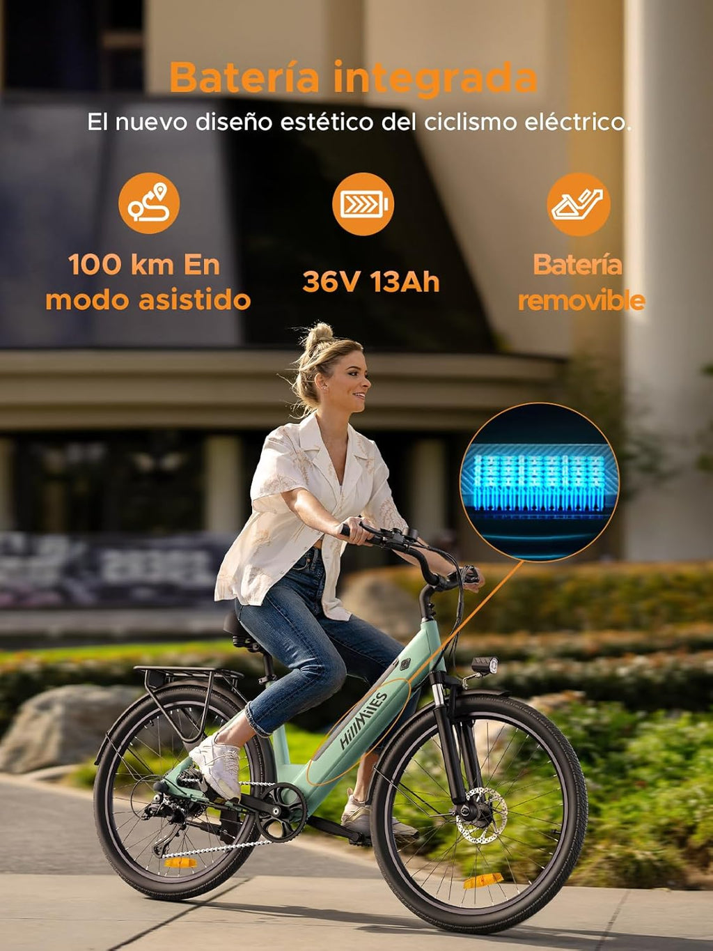 MileCity1 26" E-Bike für Erwachsene, 7 Gang Elektrofahrrad mit Austauschbarem 36V 13Ah Akku, 25 km/h und 80–100km Reichweite E-Bike für Städtische Pendler, IP65 Wasserdicht