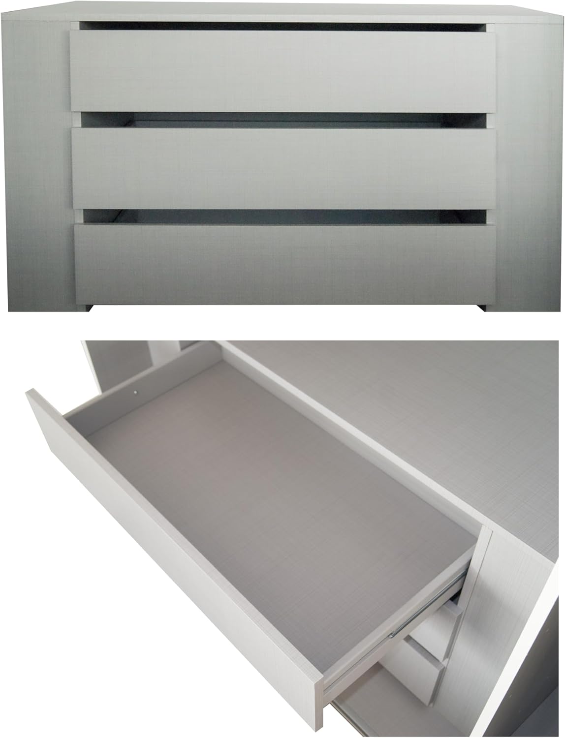 Schwebetürenschrank 3-türig B300/H216/T65 cm Weiß m. Glasfront, Spiegel, schwarzen Griffleisten, inkl. Selbsteinzug, Kleiderschrank m.Einlegeböden, Kleiderstangen, Schubladen, Wäscheeinteilung / 22039