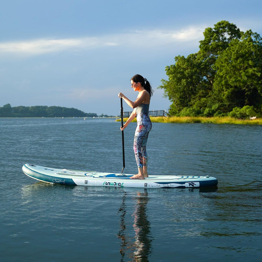 FunWater 320CM&350CM Stand Up Paddle Board Mit Vollem Zubehör Paddleboard SUP Board Mit Verstellbares Paddel, Pumpe, Reiserucksack, Leine, wasserdichte Tasche