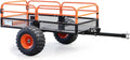 Wiltec Kippanhänger bis 680 kg für Rasentraktor, Anhänger Kipper 216 x 122 x 76,2 cm mit Gitter u. abnehmbaren Seitenwänden, Anhänger mit Kippfunktion