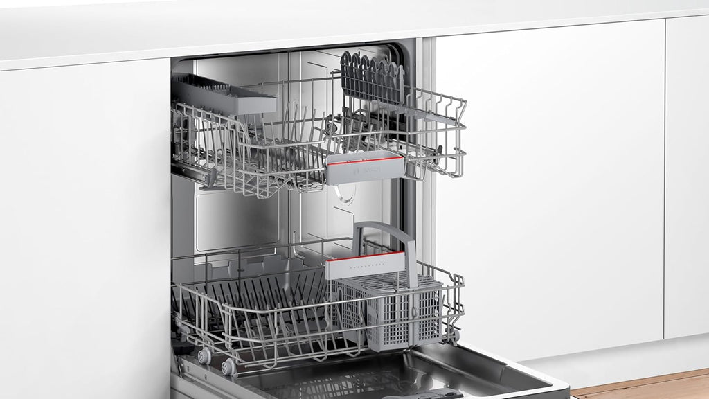 Bosch SMU4ETS08E, Serie 4, Smarter Unterbau-Geschirrspüler 60 cm, Besteckkorb, Spülmaschine mit Programmassistent, besonders Leise, höhenverstellbarer Oberkorb, Automatische Türöffnung, Edelstahl