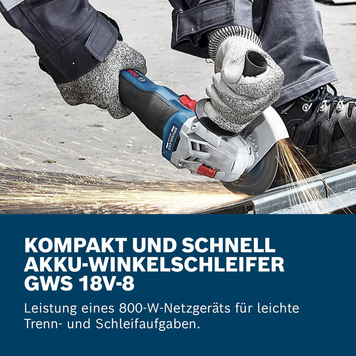 Bosch Professional 18V System Akku-Winkelschleifer GWS 18V-8 (Scheibendurchmesser 125 mm, inkl. 2x Akku GBA 4.0Ah, Ladegerät GAL 18V-40, L-BOXX)