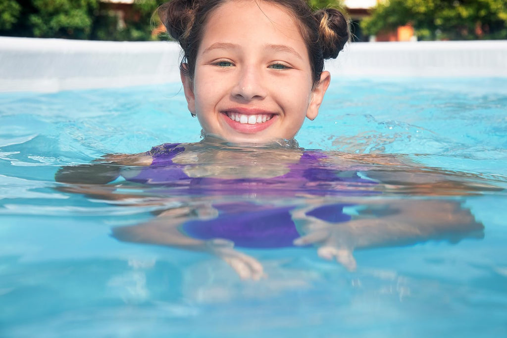 Bestway Power Steel Frame Pool Set, oval, mit Filterpumpe 305 x 200 x 84 cm, grau, 5614A
