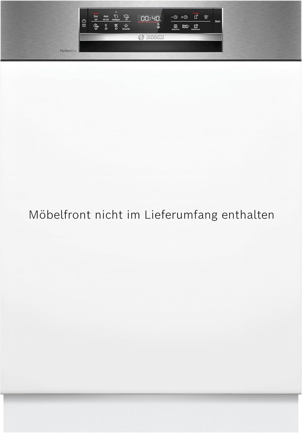 Bosch SMU4ETS08E, Serie 4, Smarter Unterbau-Geschirrspüler 60 cm, Besteckkorb, Spülmaschine mit Programmassistent, besonders Leise, höhenverstellbarer Oberkorb, Automatische Türöffnung, Edelstahl