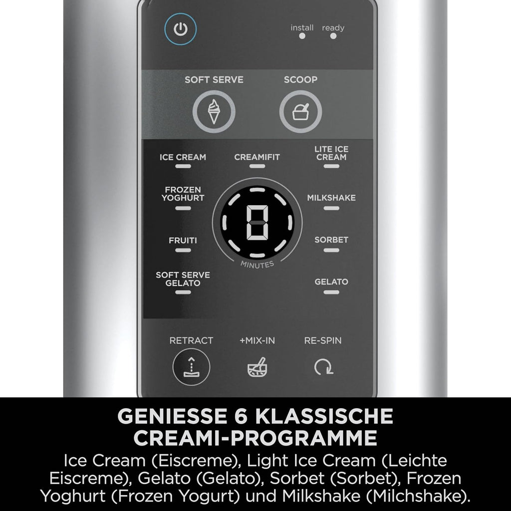Ninja CREAMi Scoop & Swirl Eismaschine mit 2 Behältern, 13 Funktionen, für Eiscreme, Softeis, Gelato, Sorbet, Milchshakes und mehr, mit Mix-In-Funktion, Platinsilber, NC701EU