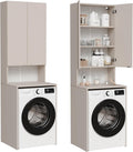 PLATAN ROOM Waschmaschinenschrank Badezimmer Hochschrank Überbauschrank für Waschmaschine und Wäschetrockner 210 x 65 x 50/56 cm weiß (Kaschmir (beige), 56 cm tief)