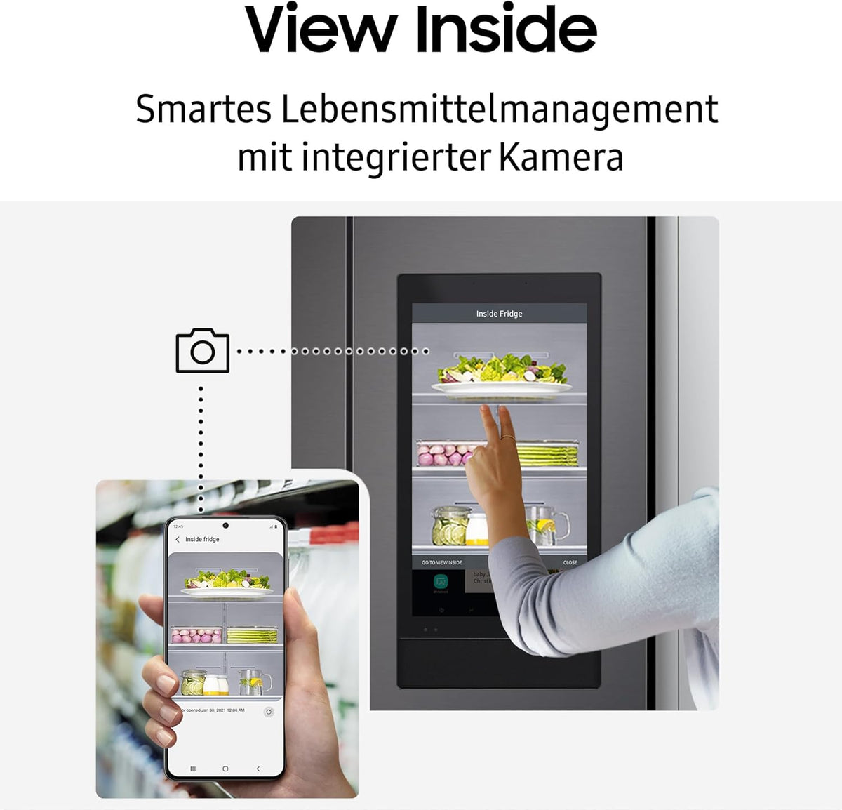 RS90F66BEFEF Side-by-Side Kühl-Gefrierkombination, AI Kühlschrank mit Gefrierfach, 178 cm, 614 l, Eis-/Wasserspender mit Wasseranschluss, Family Hub, AI Energy & Voice Control, Black Steel