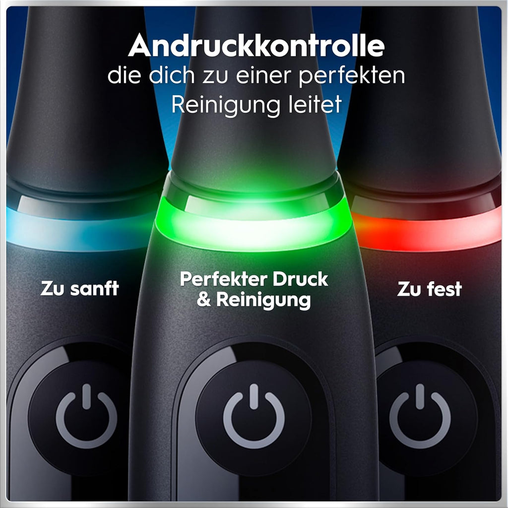 Oral-B iO Series 6 Plus Edition Elektrische Zahnbürste — Electric Toothbrush, Inkl. 3 Aufsteckbürsten, 5 Putzmodi für Zahnpflege, Reise-Etui — Zahnbürste Elektrisch, Designed by Braun, Schwarz