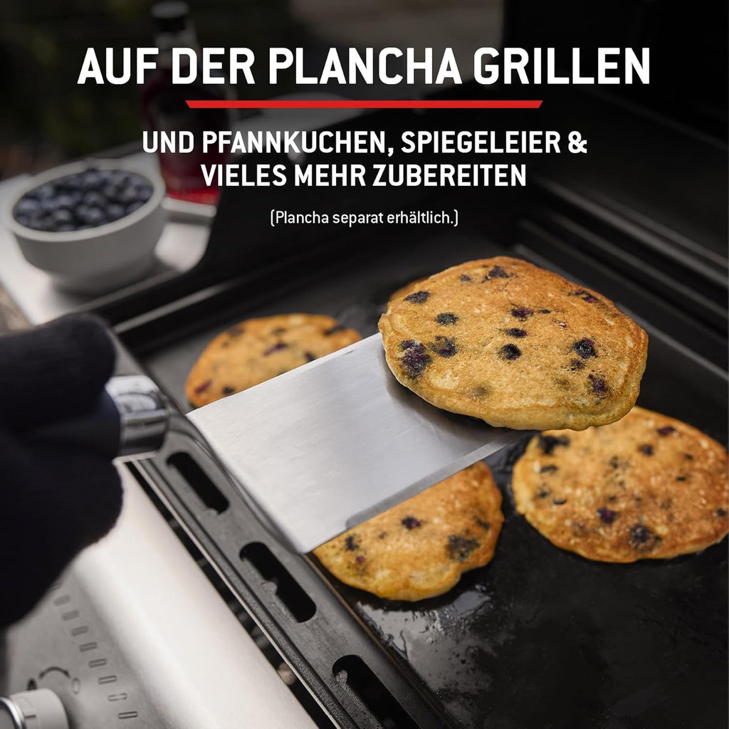 Weber Spirit E-310 Gasgrill / 3 Brenner, Snap-Jet Zündung, Robuste Räder und Warmhalterost, 51 x 46 cm Grillfläche, Kompatibel mit Weber Works Seitenablagen, Schwarz/Silber