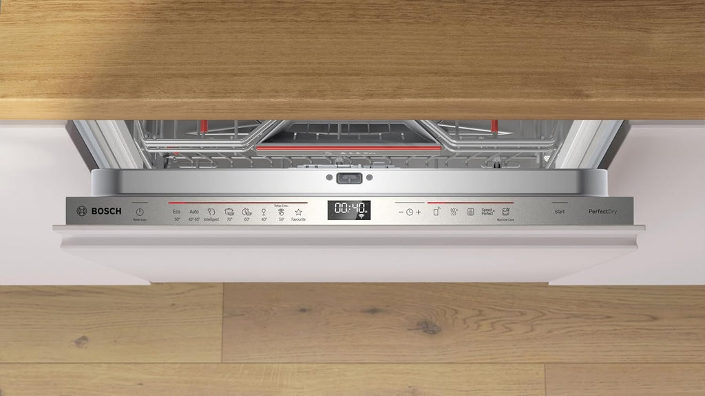 Bosch SMU4ETS08E, Serie 4, Smarter Unterbau-Geschirrspüler 60 cm, Besteckkorb, Spülmaschine mit Programmassistent, besonders Leise, höhenverstellbarer Oberkorb, Automatische Türöffnung, Edelstahl
