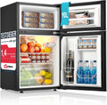 FOHERE Mini Kühlschrank mit Gefrierfach Klein 90L, 26 L Gefrierfach | 64 L Kühlschrank für Schlafzimmer, 7-Stufen Thermostat, Energieeffizien, 43 dB mit 2 Wechselbare Tür, für Wohnheime, Wohnungen