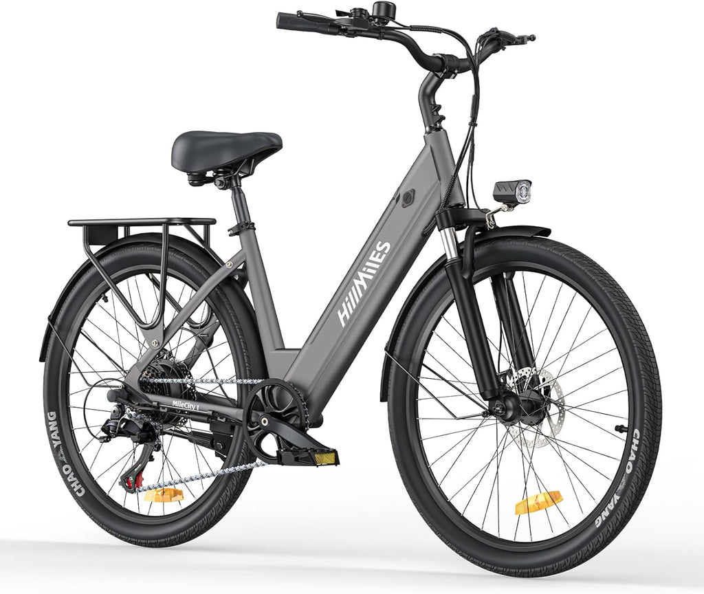 MileCity1 26" E-Bike für Erwachsene, 7 Gang Elektrofahrrad mit Austauschbarem 36V 13Ah Akku, 25 km/h und 80–100km Reichweite E-Bike für Städtische Pendler, IP65 Wasserdicht