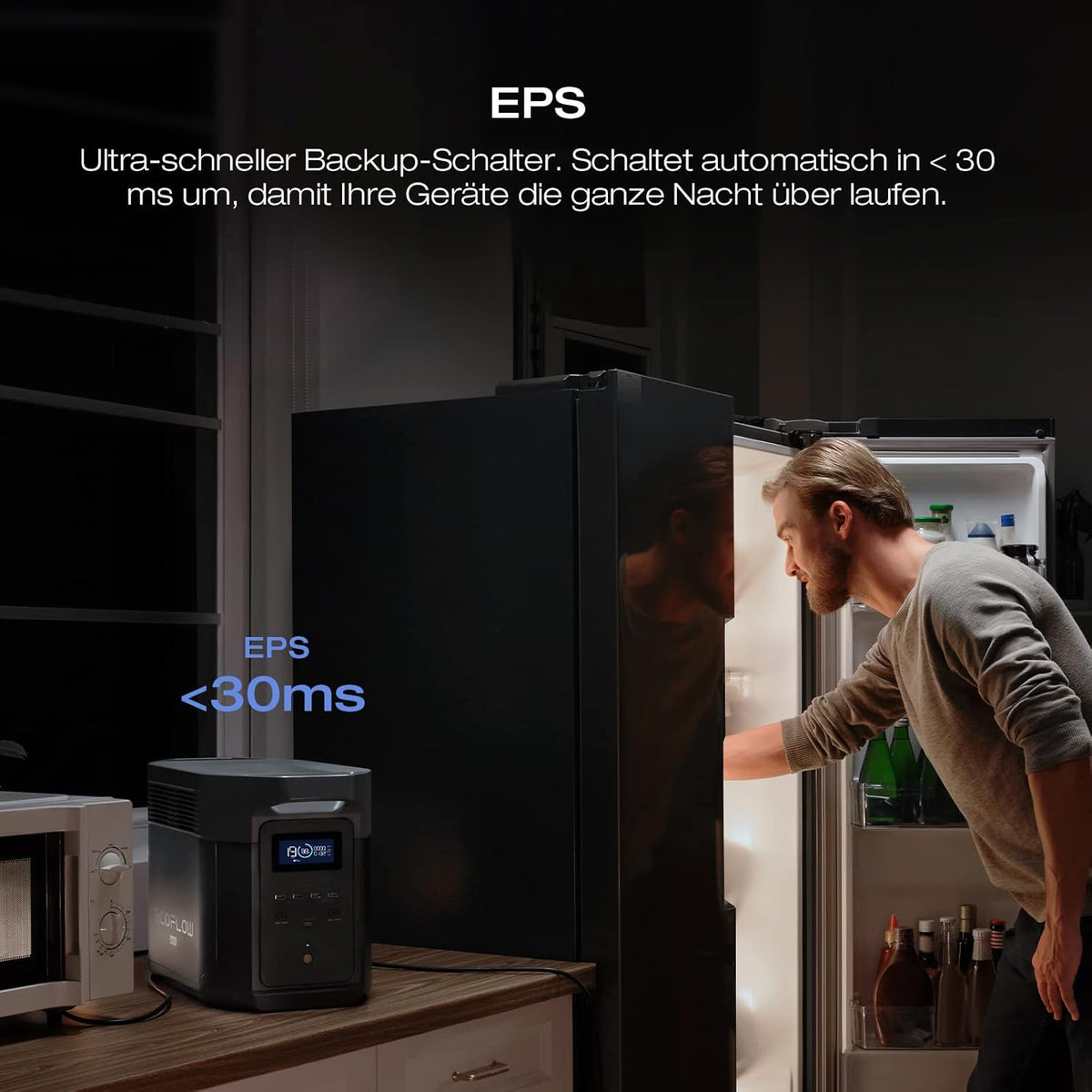 EcoFlow DELTA 2 Max tragbare Powerstation 2048Wh, erweiterbar 2-6 kWh, LFP-Batterie mit 3000 Zyklen, 80% Ladung 1 Std, 3000W Max Ausgangsleistung, Solargenerator für Zuhause, Camping, Wohnmobil