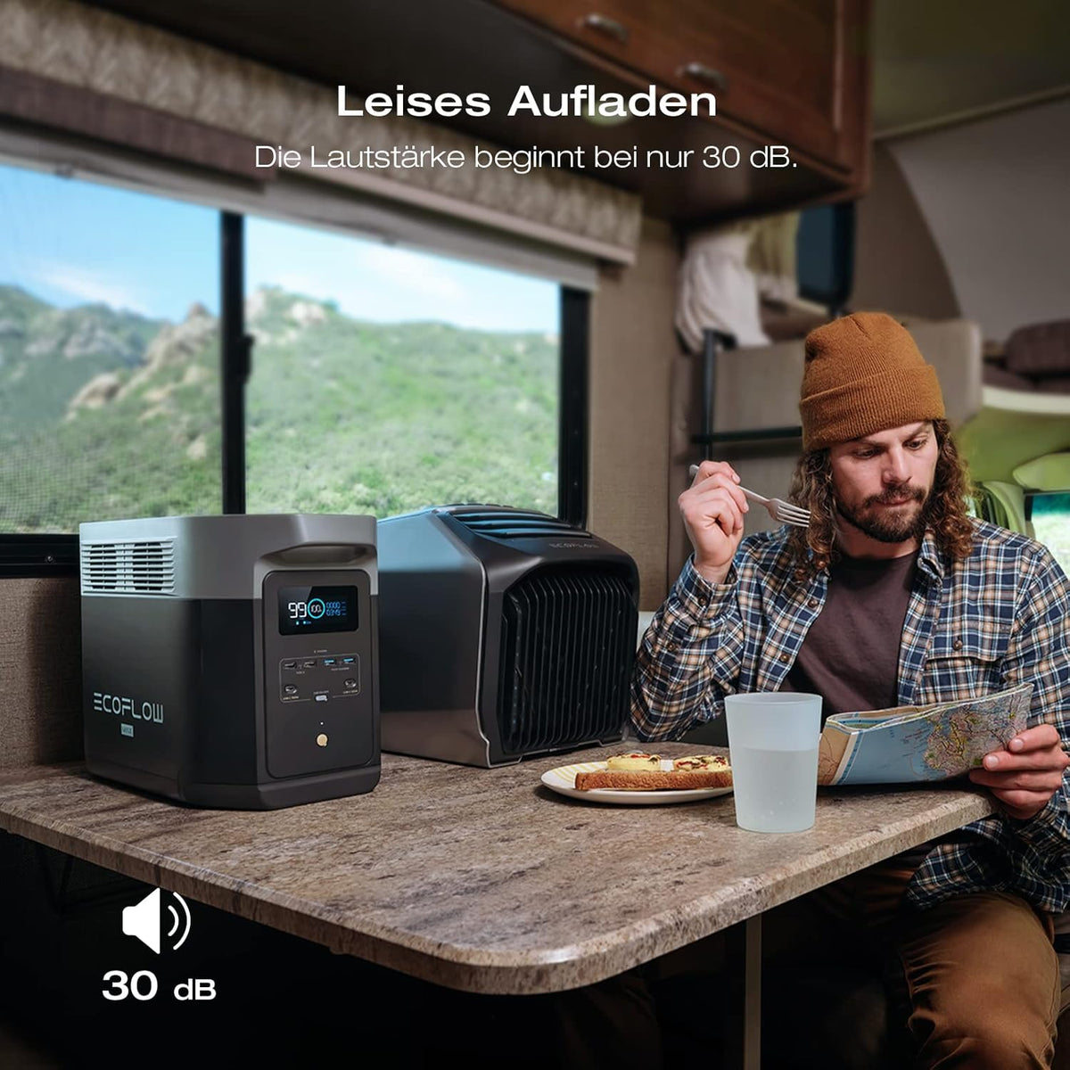 EcoFlow DELTA 2 Max tragbare Powerstation 2048Wh, erweiterbar 2-6 kWh, LFP-Batterie mit 3000 Zyklen, 80% Ladung 1 Std, 3000W Max Ausgangsleistung, Solargenerator für Zuhause, Camping, Wohnmobil