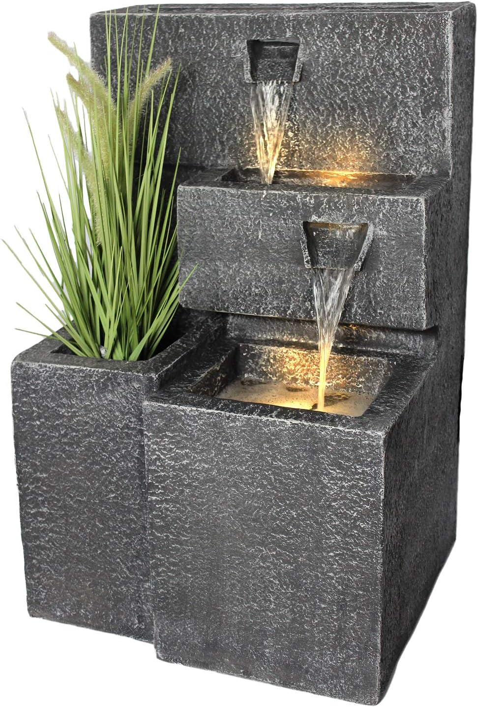 Springbrunnen "Grada" Bepflanzbar mit LED Beleuchtung, Wasserfall Gartenbrunnen Kaskade Terrassenbrunnen