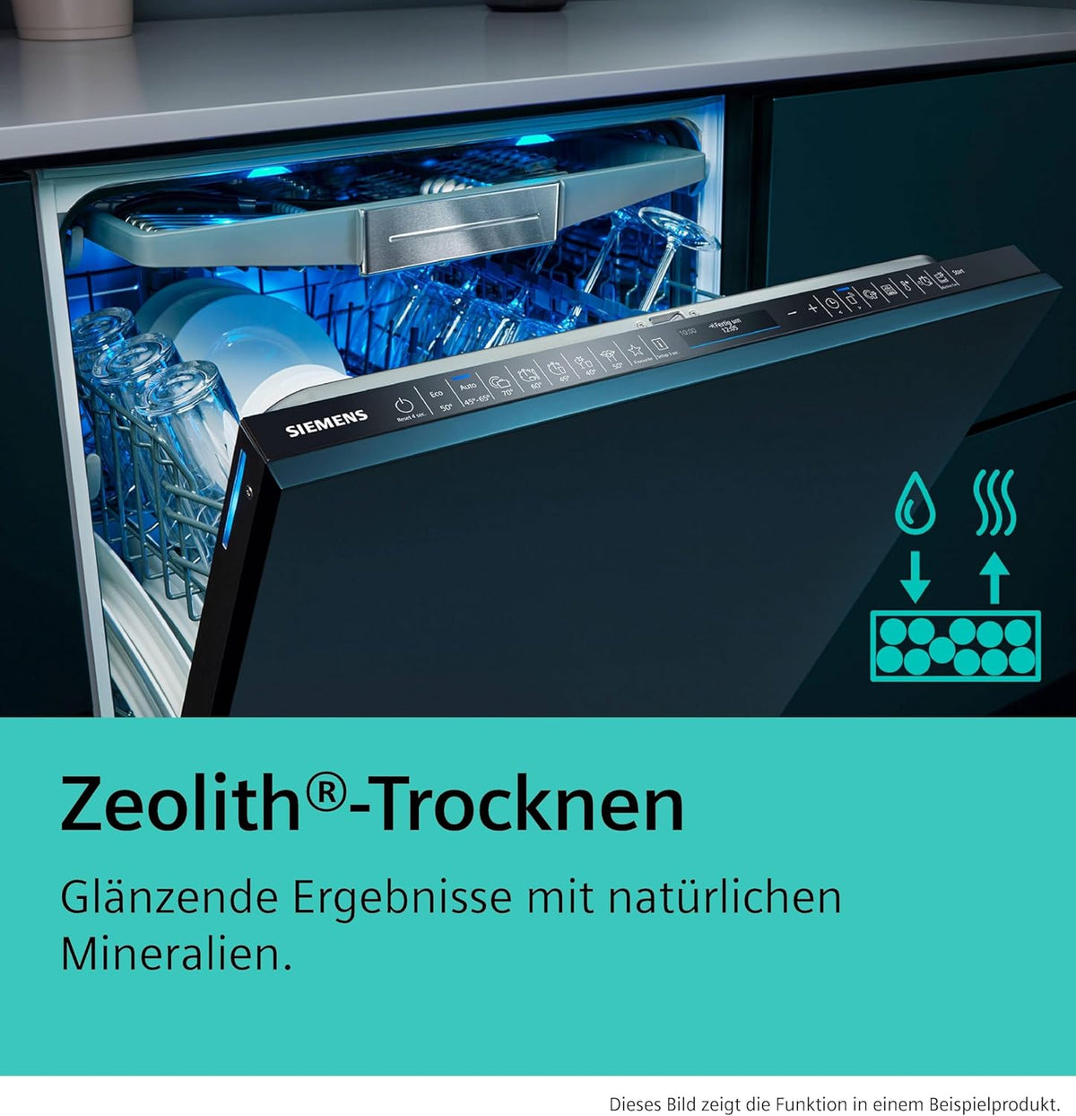 Siemens SN65ZX07CE, Stiftung Warentest Testsieger , iQ500 Smarter Geschirrspüler Vollintegriert, 60 cm breit, Besteckschublade, Made in Germany, Zeolith Trocknung, extra leise, varioSpeed Programm