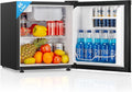 FOHERE Mini Kühlschrank 46L, Kleiner Kühlschrank mit 7-Stufige Kühlung, Energieeffizienter, Superleise, Wechselbarer Türanschlag & Verstellbare Füße, für Hotel, Büro, Kleine Wohnungen,Schwarz
