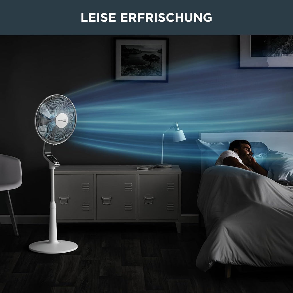 Rowenta Turbo Silence Standventilator, 45 dB(A), 72 m³/min Luftstrom, 4 Geschwindigkeiten, Silent Night & Turbo Boost, 120° Oszillation, Höhenverstellbar, VU5640