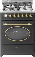 GURARI Gasherd mit Gasbackofen GCH G 614 BR Standherd 60 cm | Gasgrill | Drehspieß | Elektro-Analog-Timer mit STOP-Funktion | Schublade mit Push-Pull | Gas Control | Range Cooker Erdgas/Propan