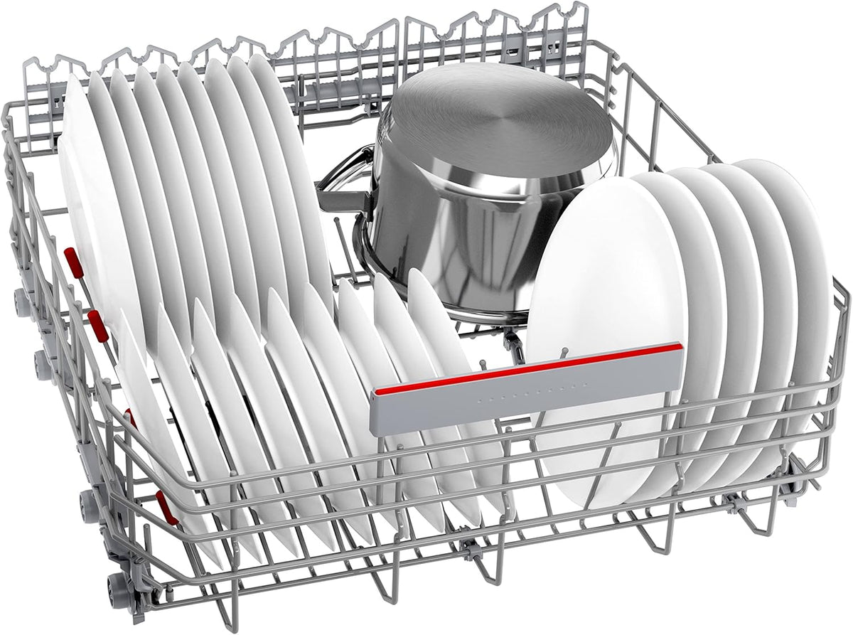 Bosch SMU4ETS08E, Serie 4, Smarter Unterbau-Geschirrspüler 60 cm, Besteckkorb, Spülmaschine mit Programmassistent, besonders Leise, höhenverstellbarer Oberkorb, Automatische Türöffnung, Edelstahl