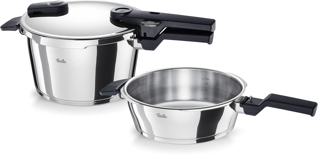 Fissler Vitaquick/Schnellkochtopf-Set, 3-teilig (1 Schnellkochtopf 4,5 L + 1 Schnell-Bratpfanne 2,5 L - Ø 22 cm) – Induktion