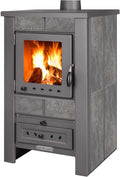 ProTermo Alpina G Anthrazit Kaminofen mit Schamottstein - 8 kW Heizleistung - Kaminofen Holzofen mit Sichtfenster, Bauart 1