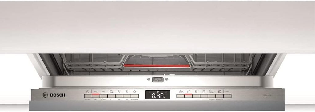 Bosch SMU4ETS08E, Serie 4, Smarter Unterbau-Geschirrspüler 60 cm, Besteckkorb, Spülmaschine mit Programmassistent, besonders Leise, höhenverstellbarer Oberkorb, Automatische Türöffnung, Edelstahl